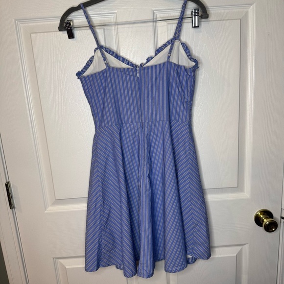 Altar'd State Blue and White Striped Mini Dress With Ruffle Trim Size Small GUC - Picture 4 of 6
